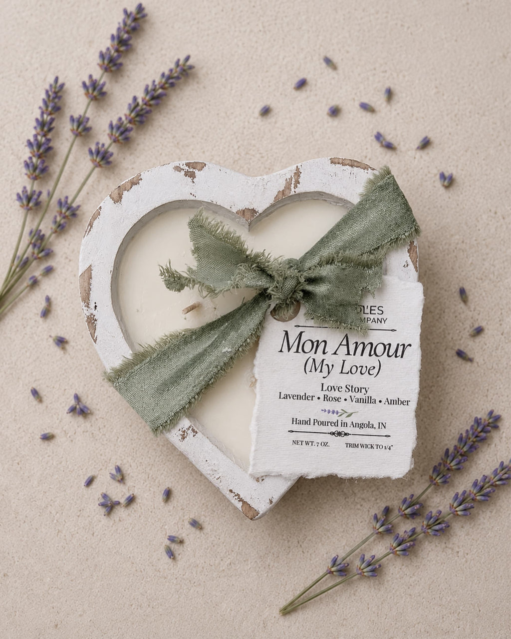 Mon Amour Mini Heart Candle, 7 oz.