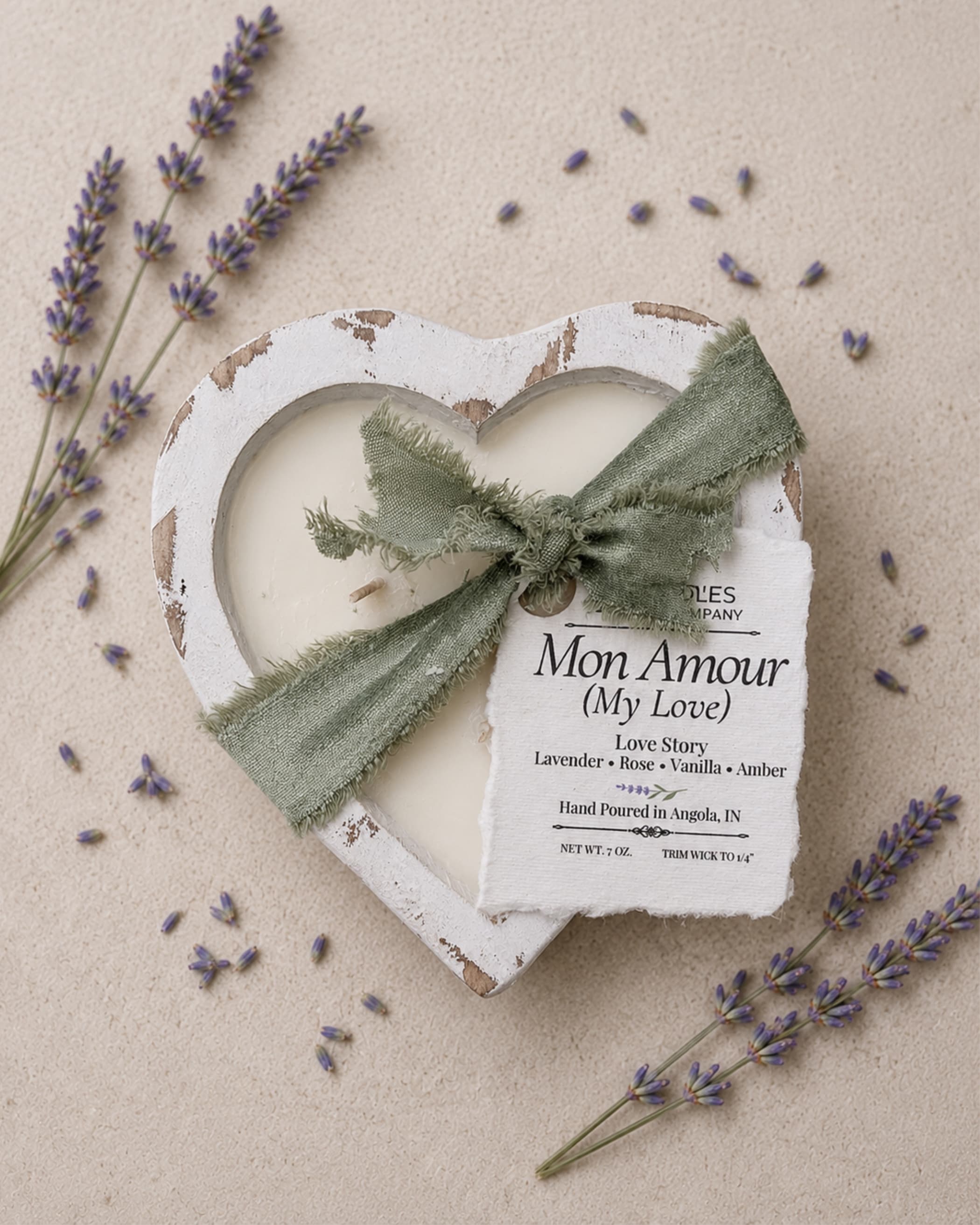 Mon Amour Mini Heart Candle, 7 oz.